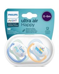 AVENT 2 SUCETTES ULTRA AIR HAPPY ORTHO 0-6 MOIS