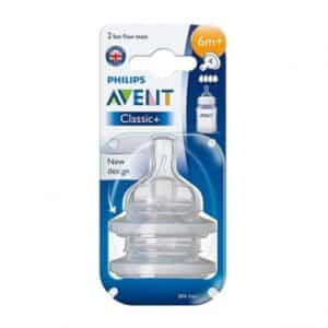AVENT TETINES CLASSIC 6M+DEBIT RAPIDE LOT DE 2